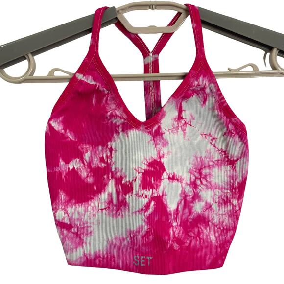 Set Active SCULPTFLEX RIBBED V BRA Cropped Top Tye Dye Size XS/S - Picture 1 of 4